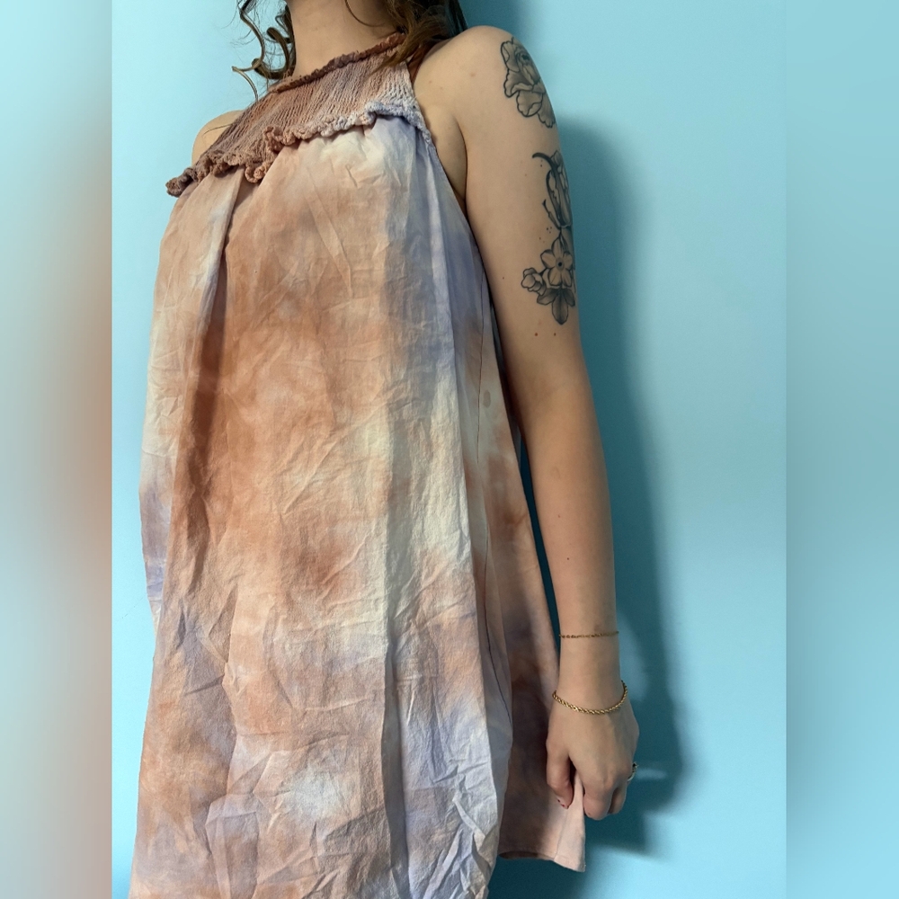 Zara Small Tie-Dye Sleeveless Dress Crochet 100% Cotton